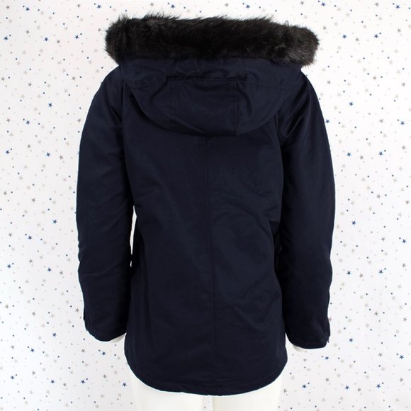 Water Resistant Faux Fur Hooded Jacket Navy - Picture 6 of 11